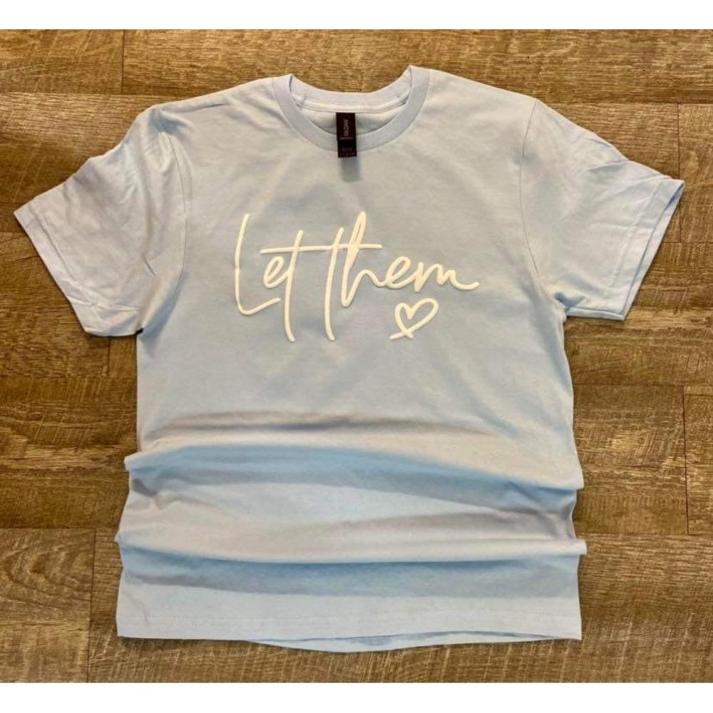 Let Them Light‎ Blue Graphic T-Shirt Casual Comfort Tee Top New Large